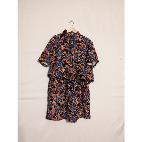 urru NWT 2 piece set collared button up shirt and shorts set mens extra large XL - Picture 1 of 6